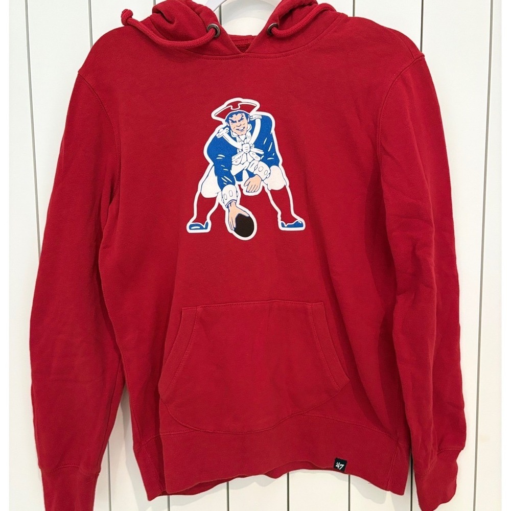 New England Patriots Hoodie '47 Brand  Men Large Red Pat Patriot 90s style
